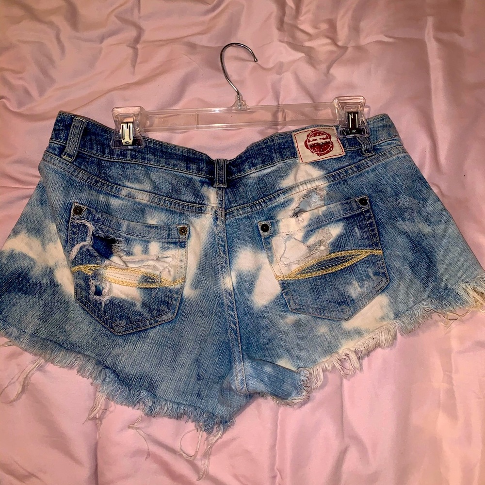 Handmade distressed denim shorts